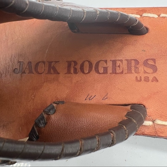 Jack Rogers Brown Flat T-Strap Sandals Size 7 Women's - Picture 2 of 8